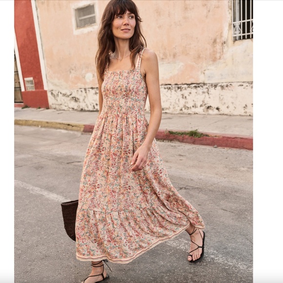 Marine Layer Selene Maxi Dress in Superbloom, Size XL, Floral Smocked Linen - Picture 1 of 15